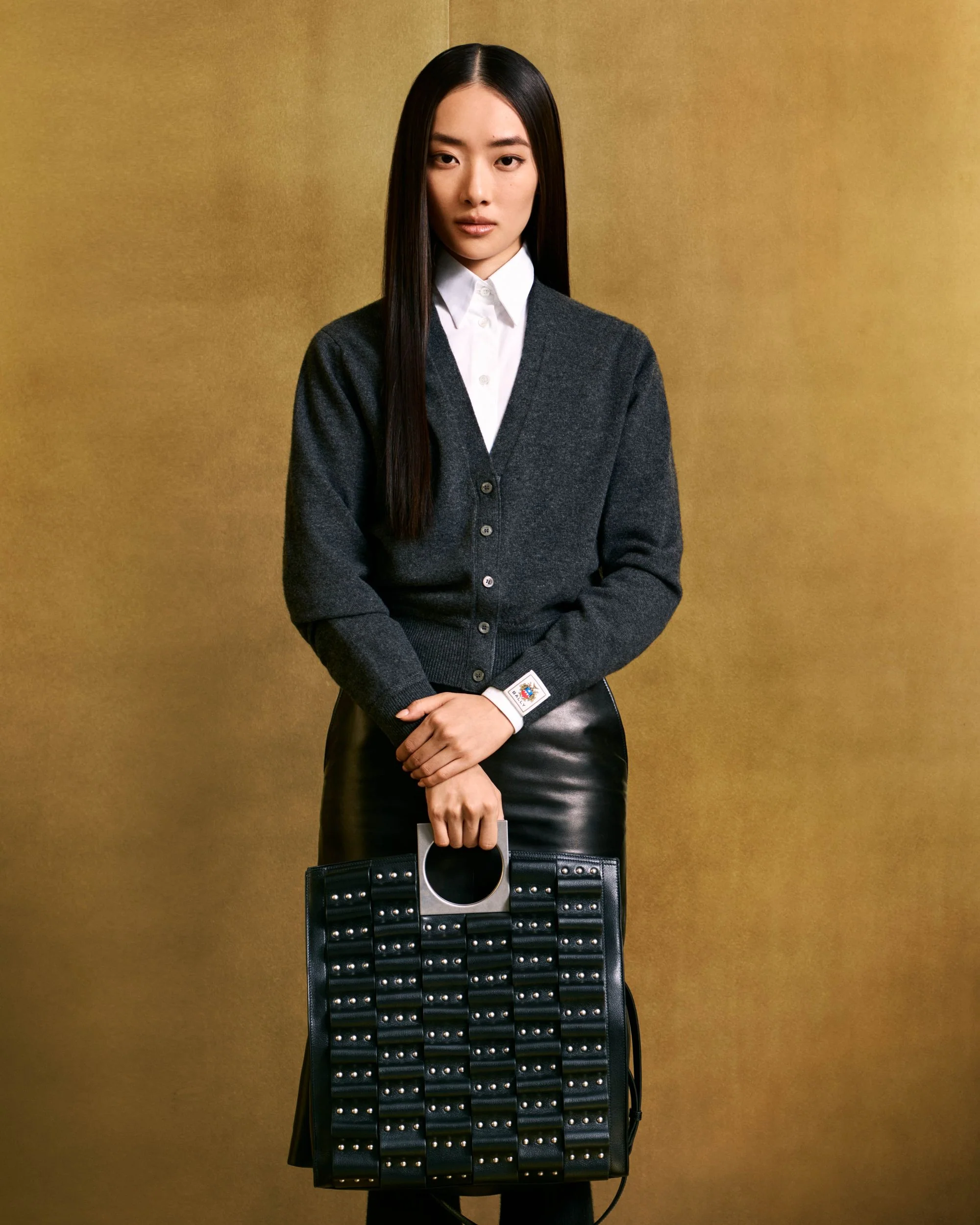 Anni Tote in Black Leather with Studs - Image 8