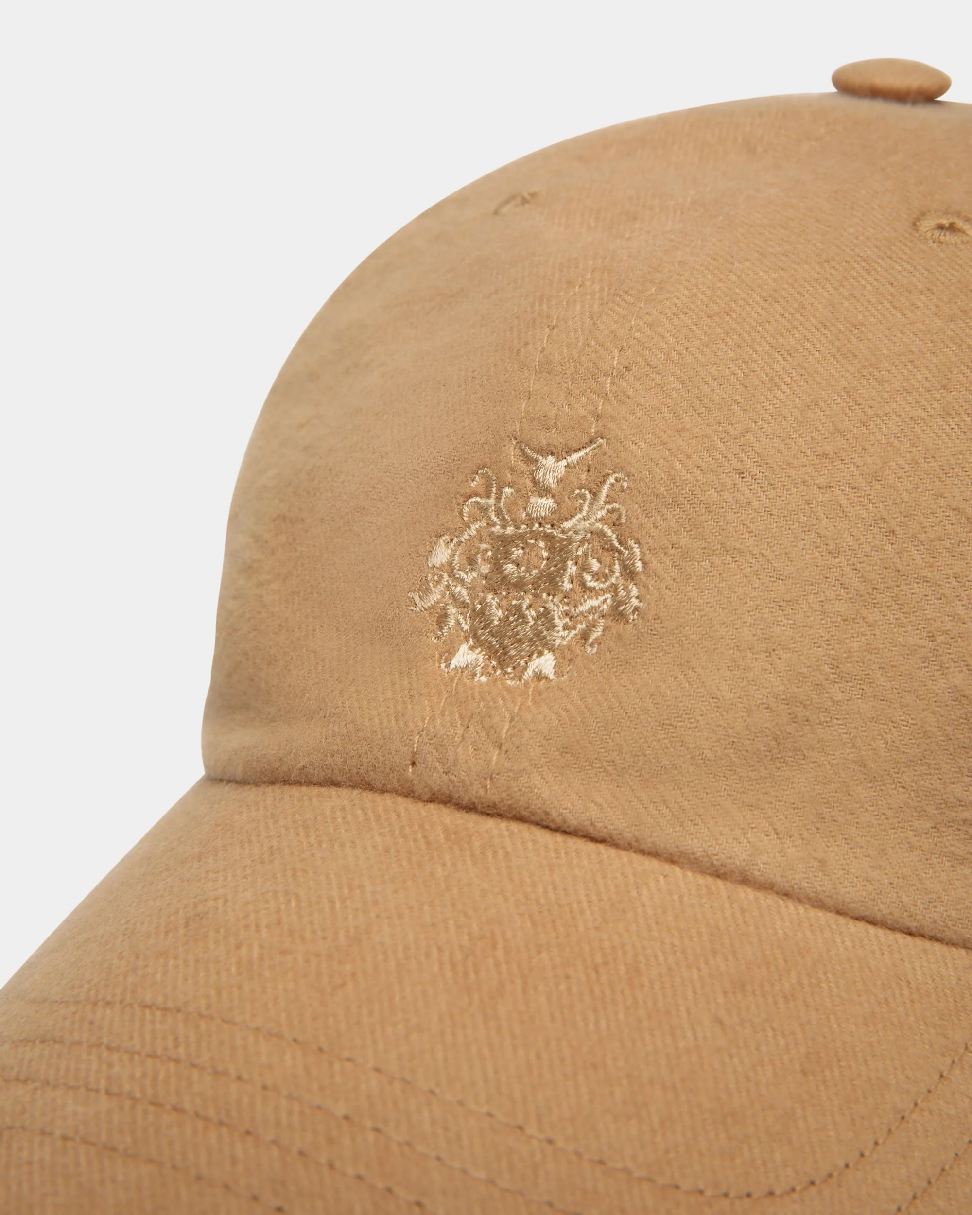 Baseball Hat With a Bally Crest Logo In Camel Cotton - Image 3