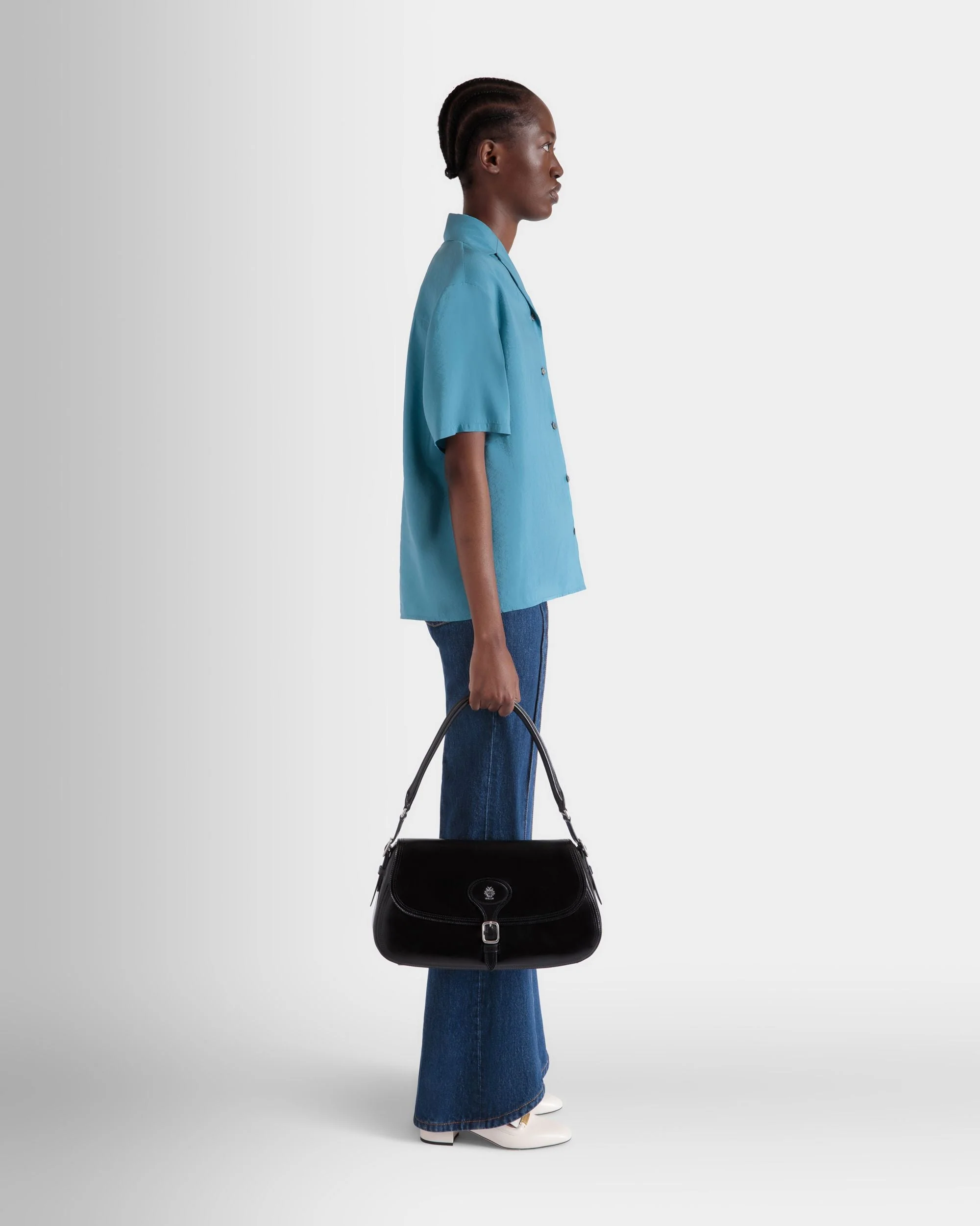 Beckett Shoulder Bag in Black Leather - Image 2