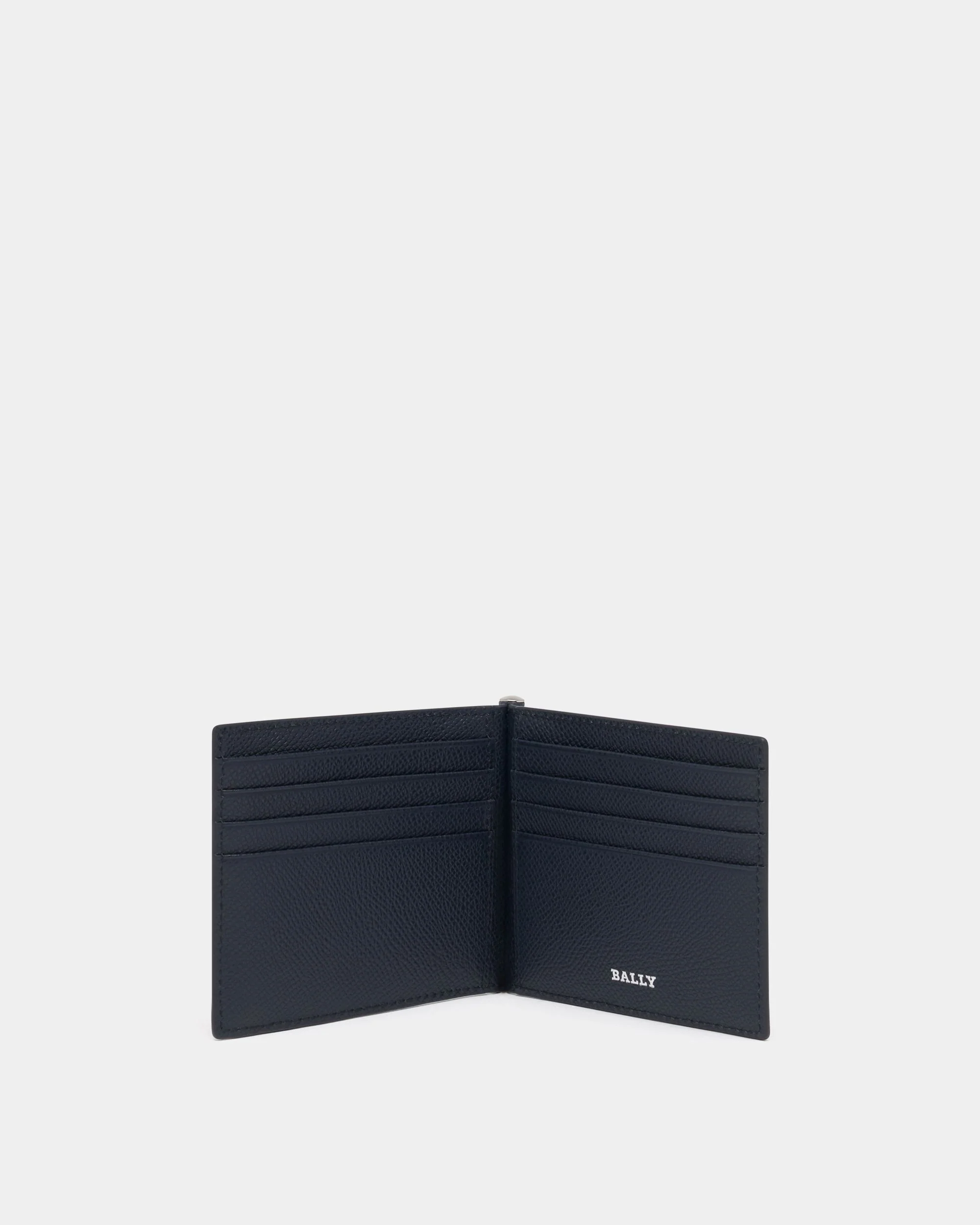 Bifold Wallet in Navy Blue Embossed Leather - Image 3