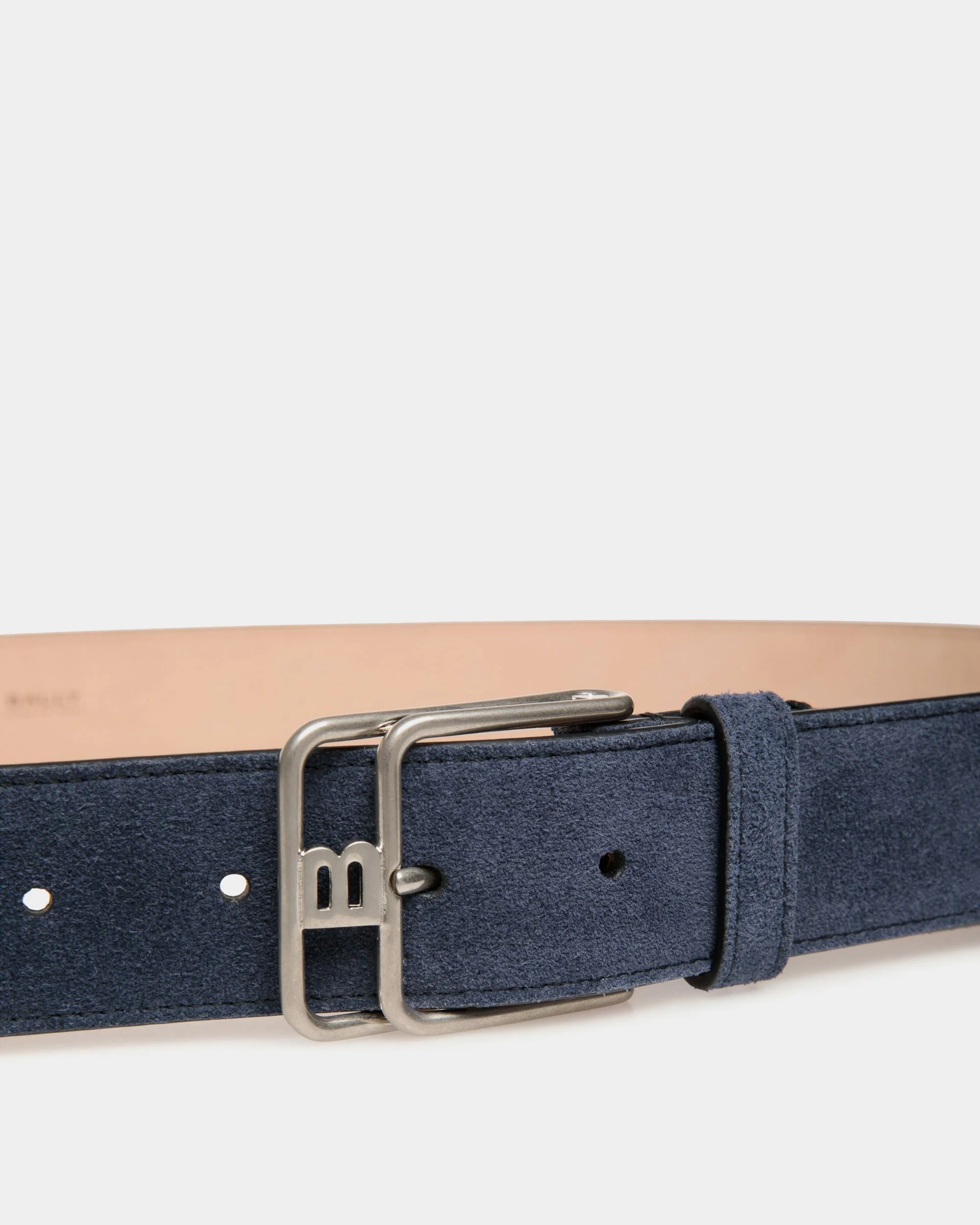 Brett 35mm Belt In Navy Blue Suede Leather - Image 3