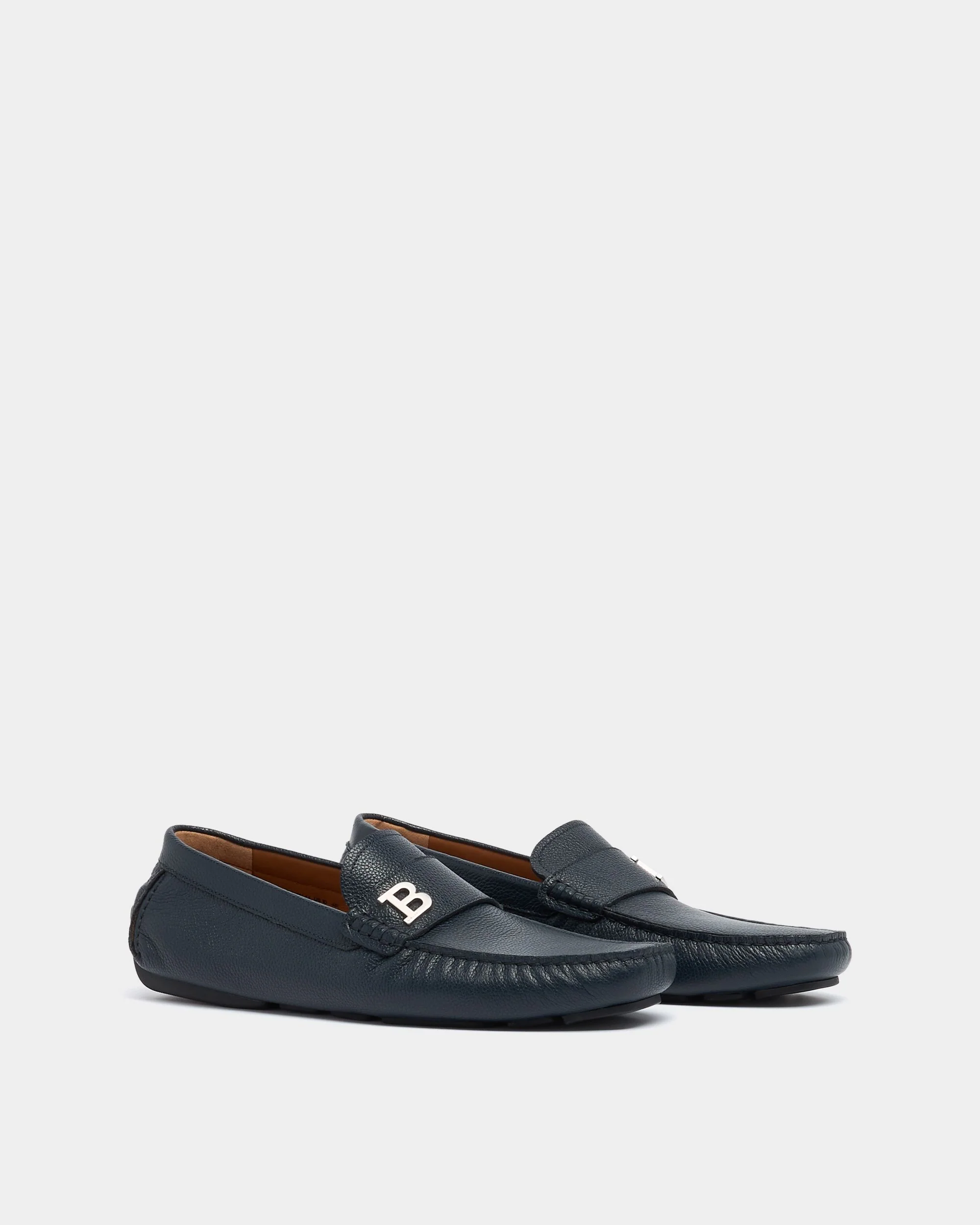 Buckle Driver in Navy Blue Grained Leather - Image 3