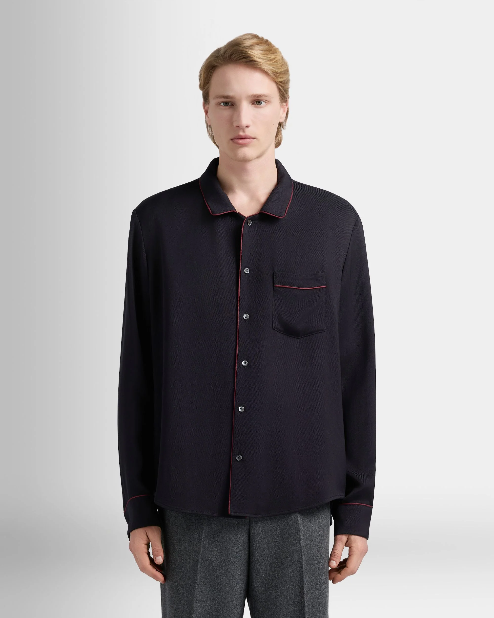 Christmas Capsule Shirt in Navy Blue Twill - Image 4