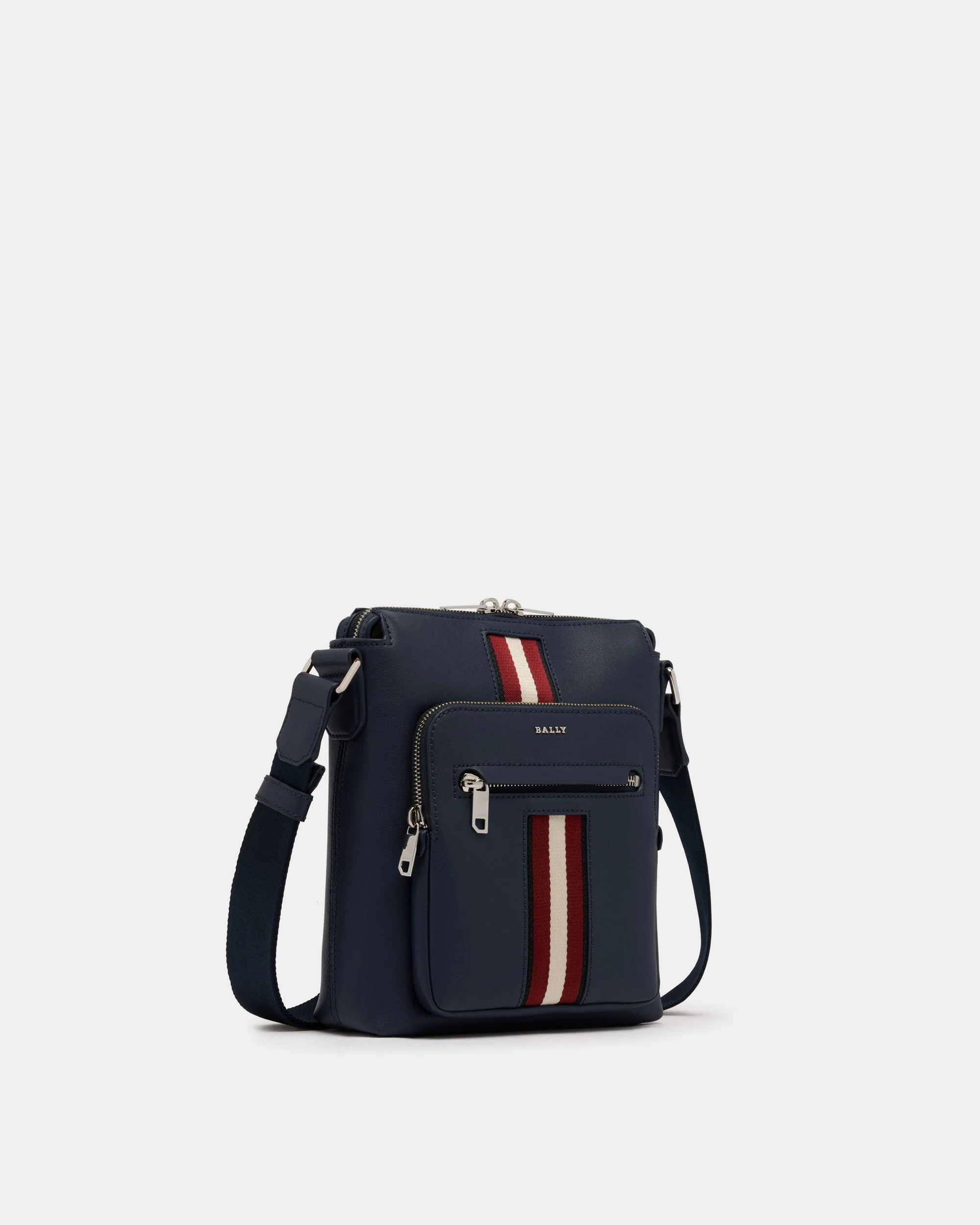 Crossbody Bag in Navy Blue Leather With a Bally Ribbon - Image 4