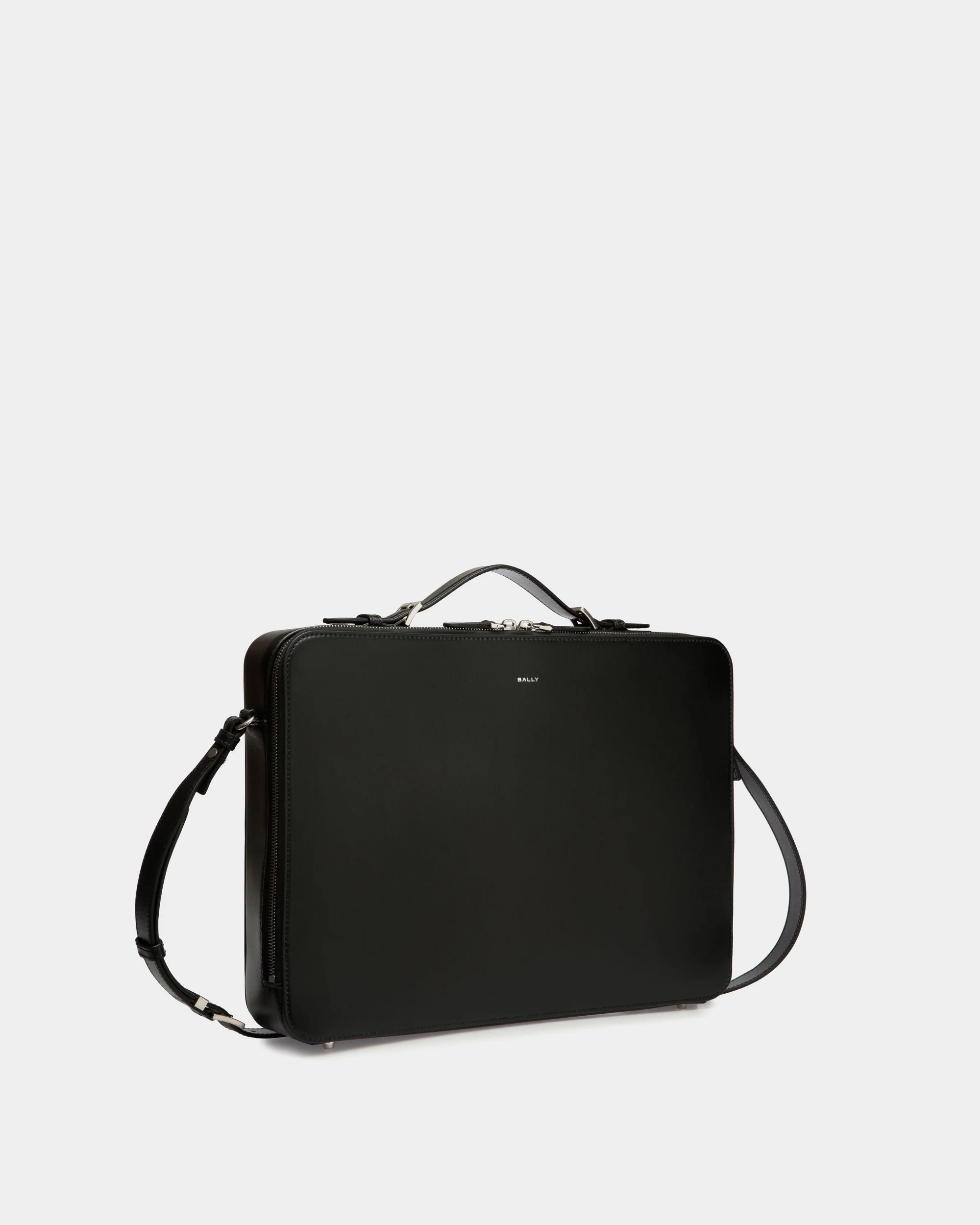 Deco Briefcase in Black Leather - Image 3