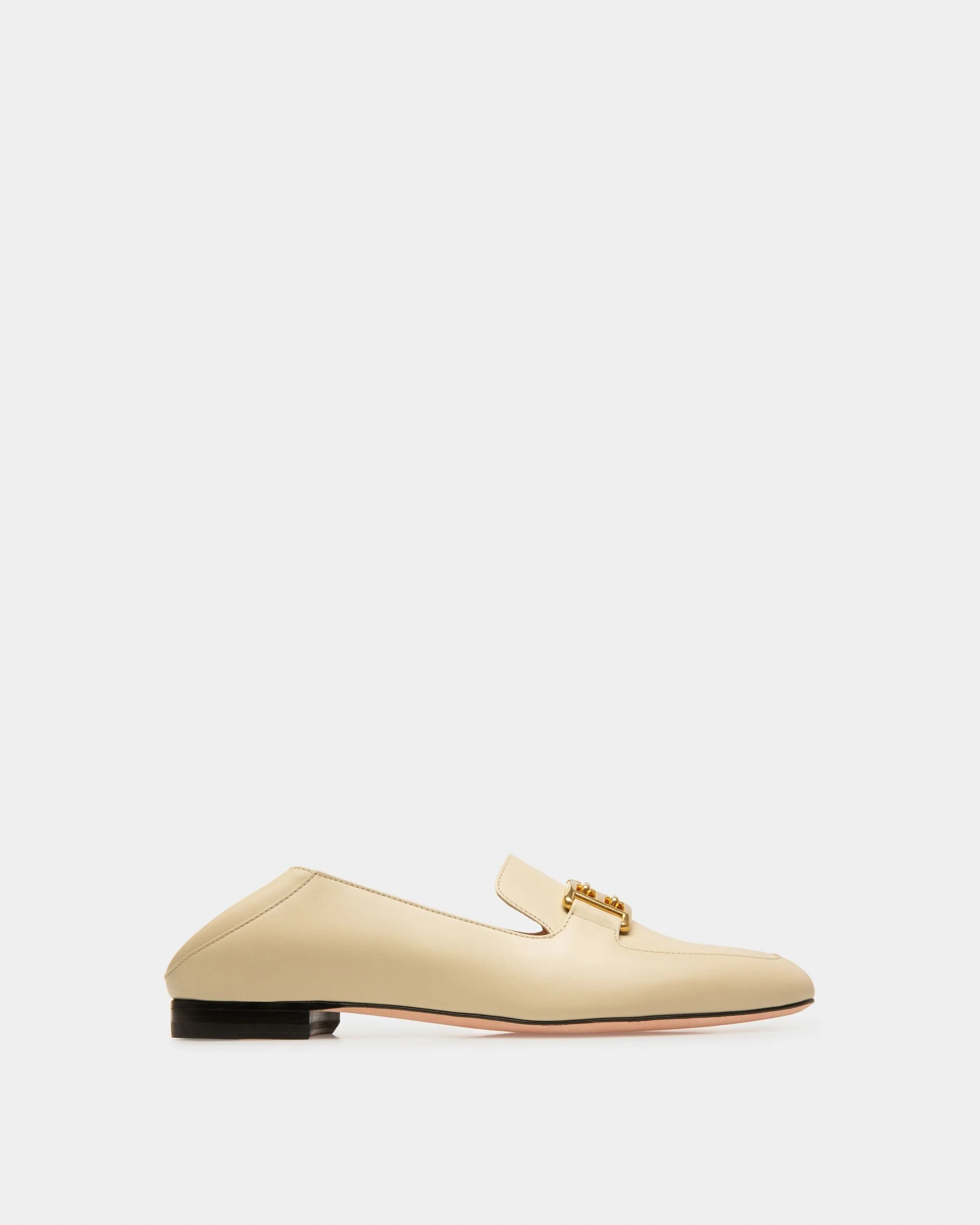 Ellah Flat Leather Loafers In Beige - Image 2