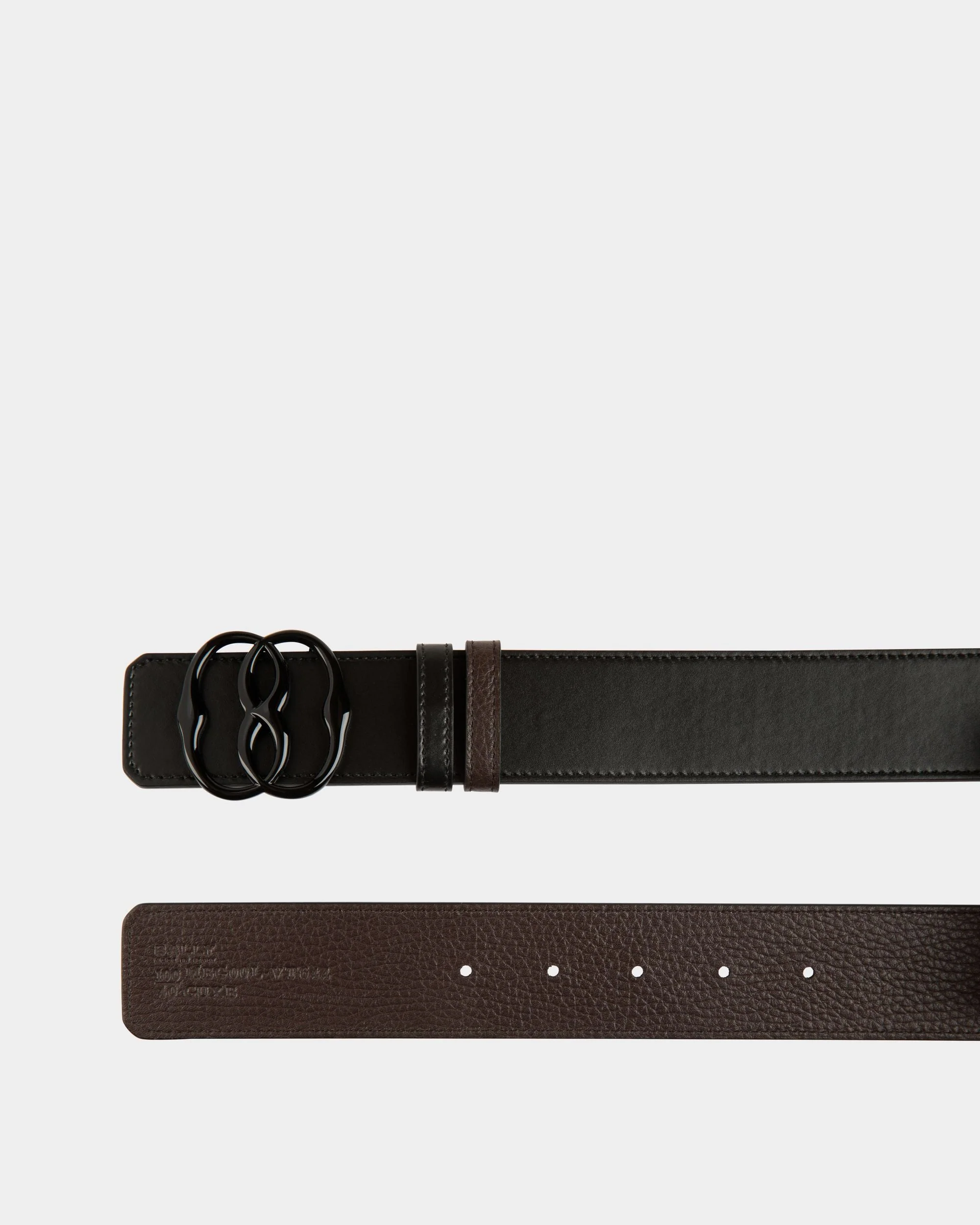 Emblem 40mm Reversible Belt in Ebano and Black Leather - Image 2