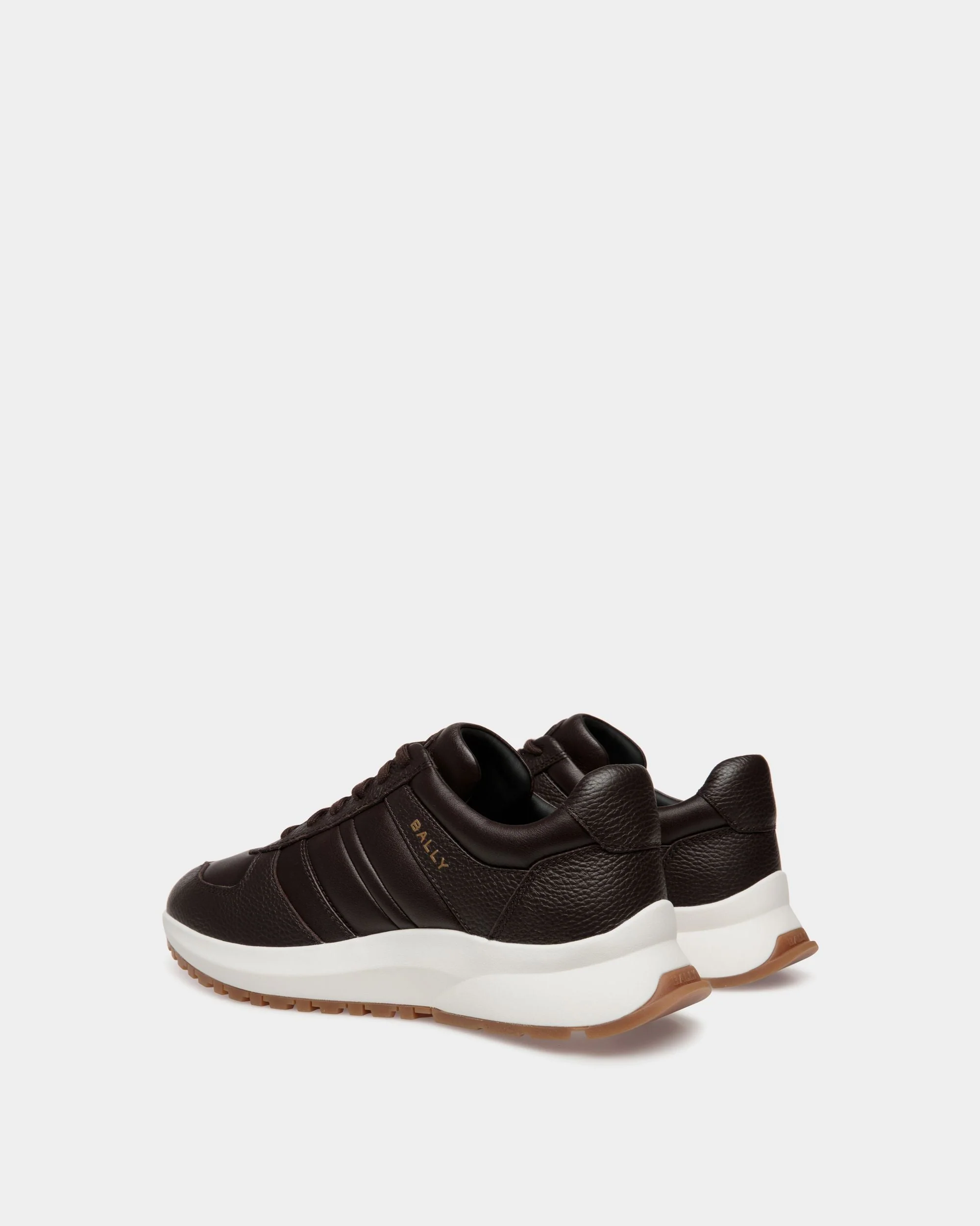 Outline Sneaker In Ebano Grained Leather - Image 3