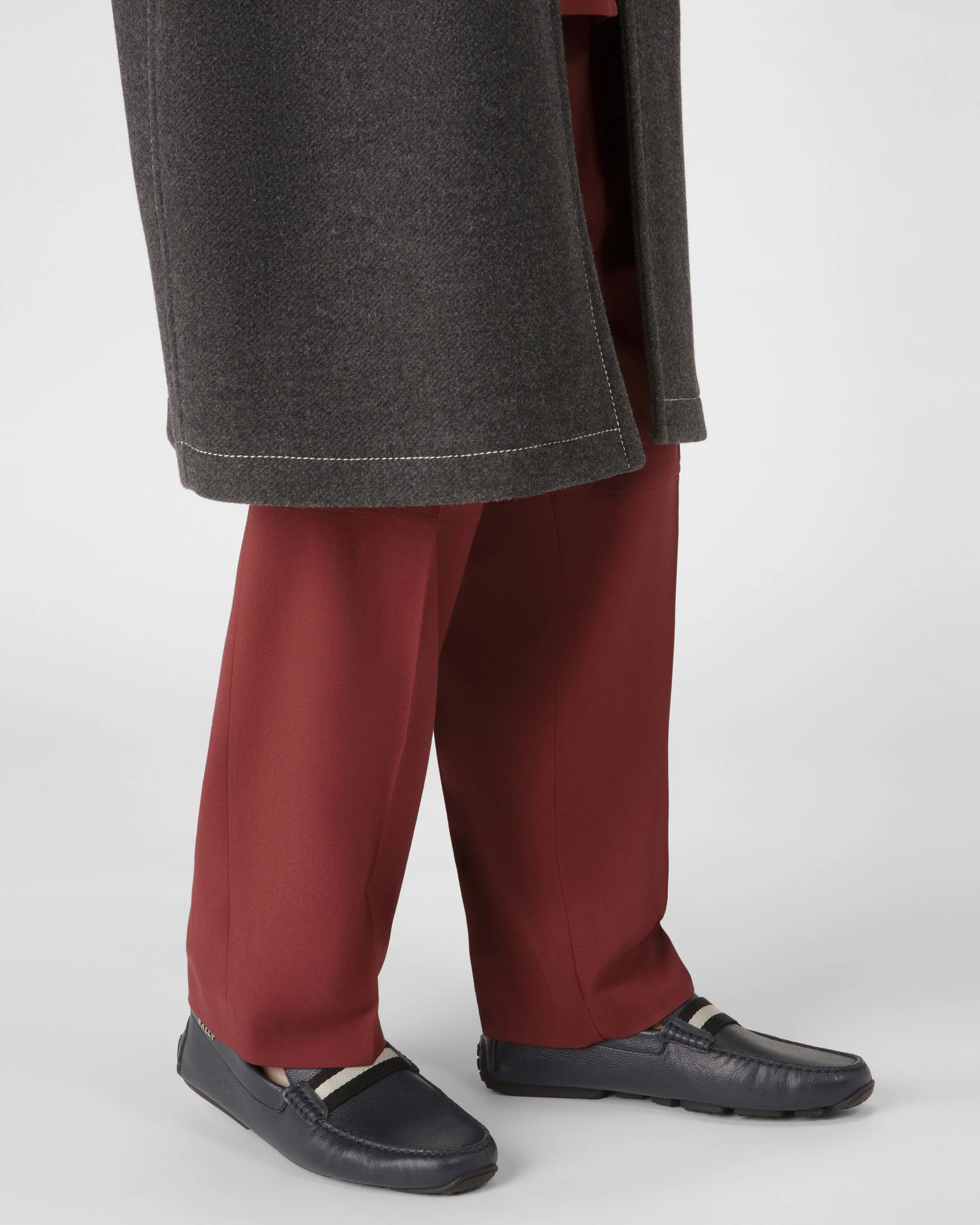 Pilot Drivers In Navy Leather And Fabric - Image 2