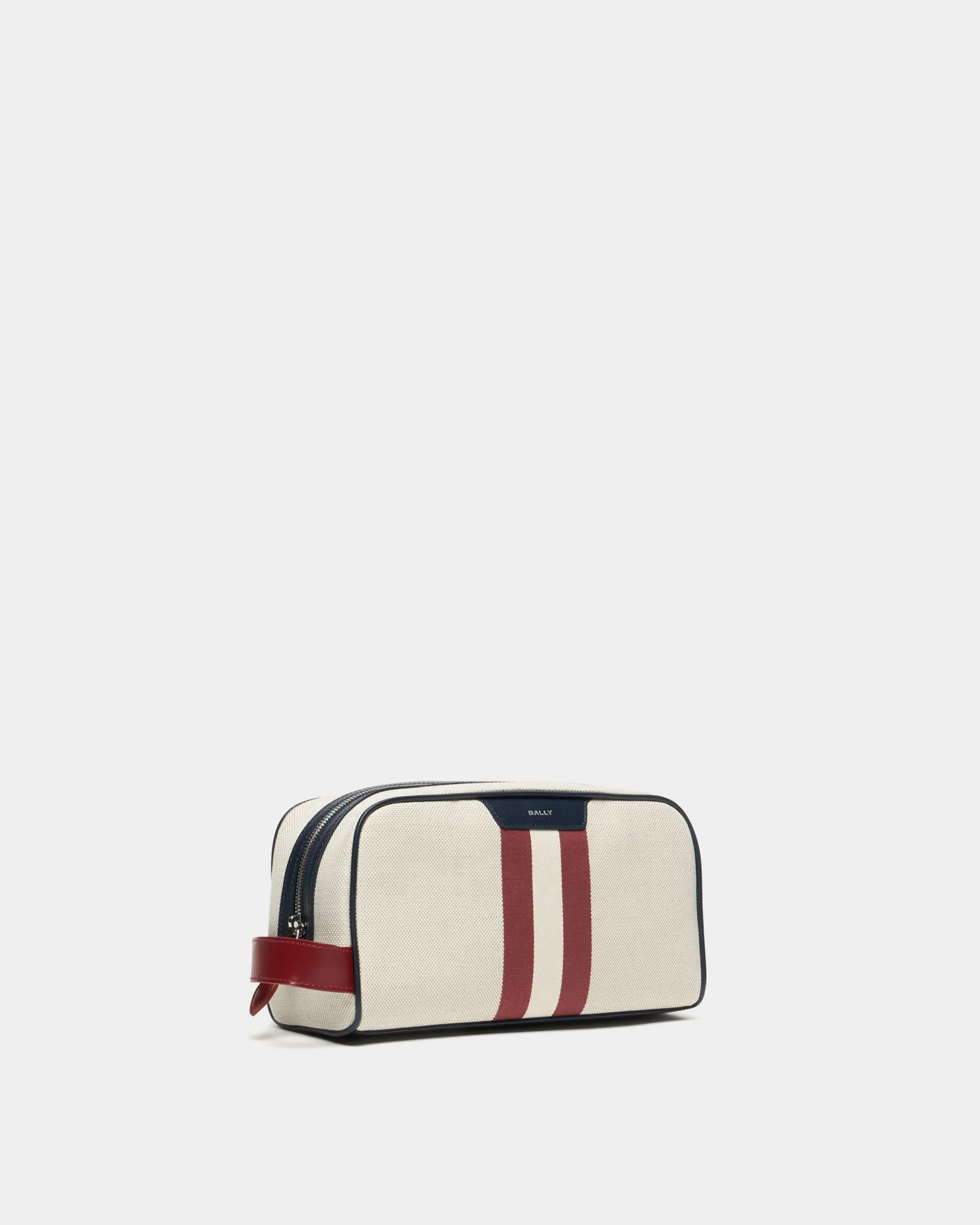 Tennis Collection Necessaire in Ivory Cotton Canvas and Leather - Image 3