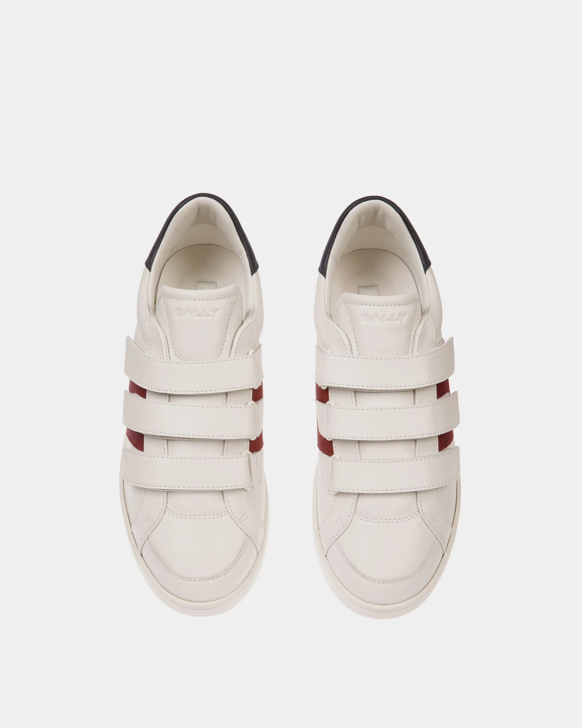 Tennis Sneaker in White and Navy Blue Leather - Image 5