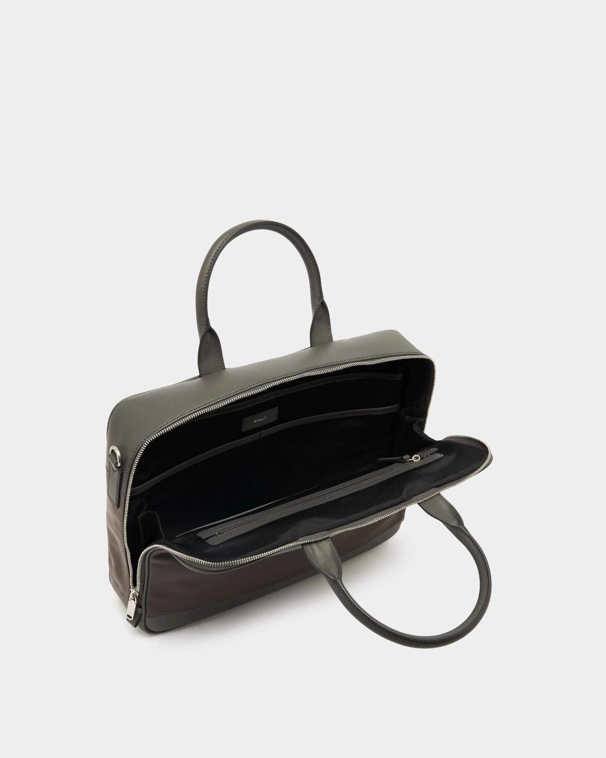 Vogel Briefcase in Grey Nylon and Recycled Leather - Image 5