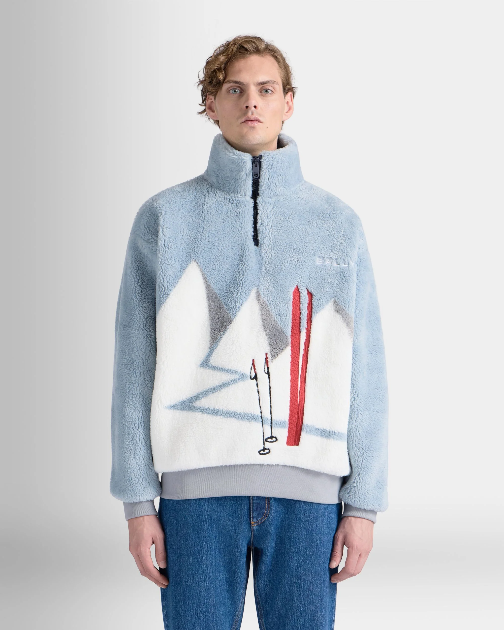 Winter Capsule Half Zip Sweatshirt in Light Blue Nylon - Image 8