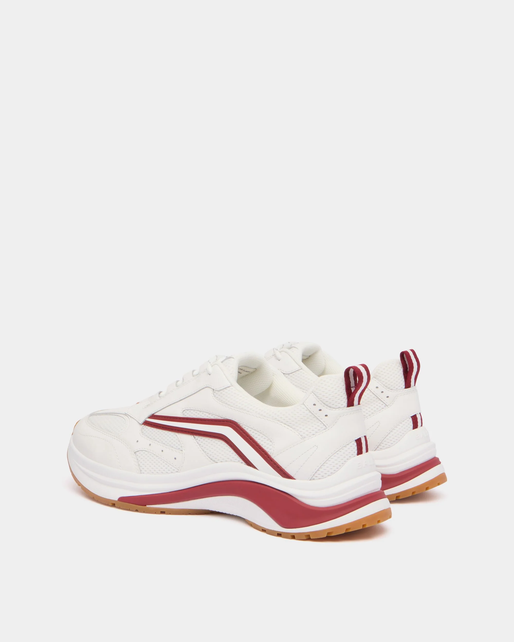 Woge Sneaker in White and Red Leather and Fabric - Image 4
