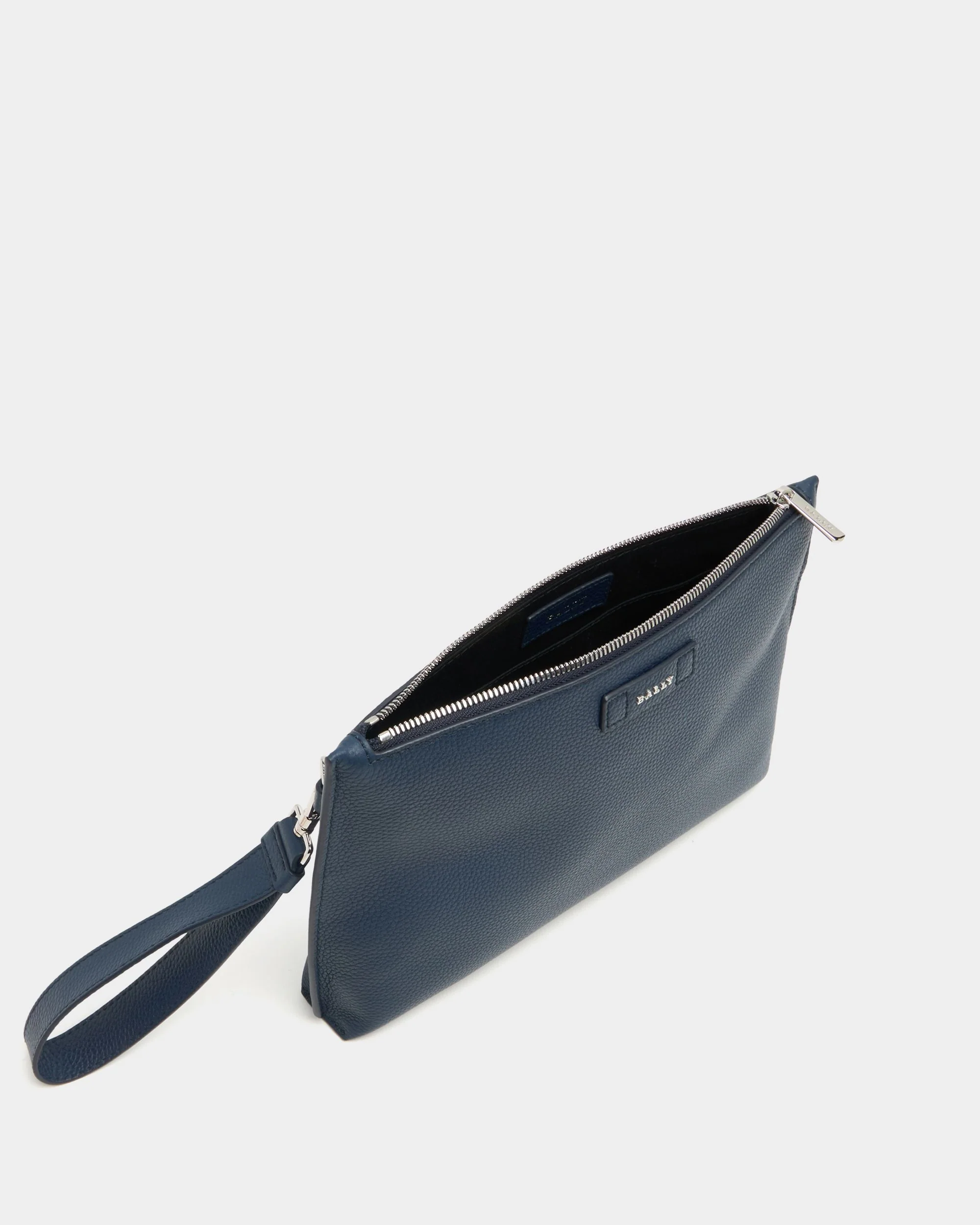 York Pouch in Navy Blue Grained Leather - Image 5