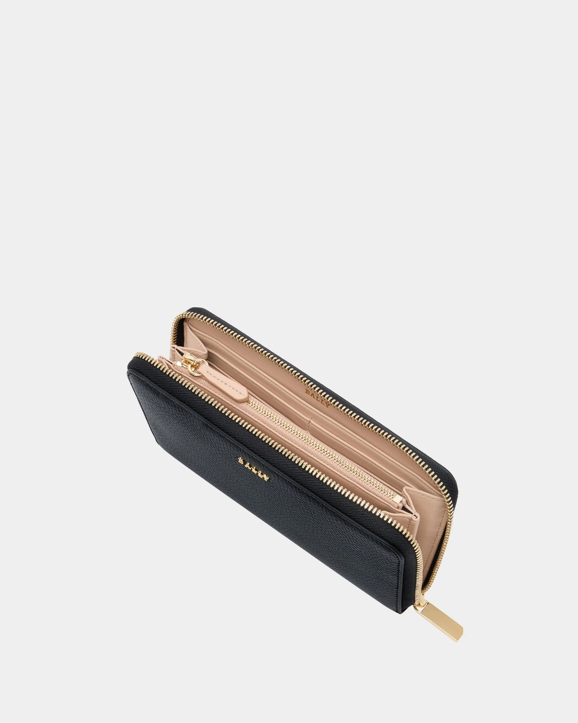 Zip Around Wallet in Black Grained Leather - Image 3
